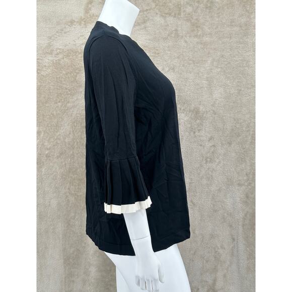 COS Top Womens EU Large Black Knit Pleated Bell Sleeves Minimalist Office Preppy - Picture 3 of 10